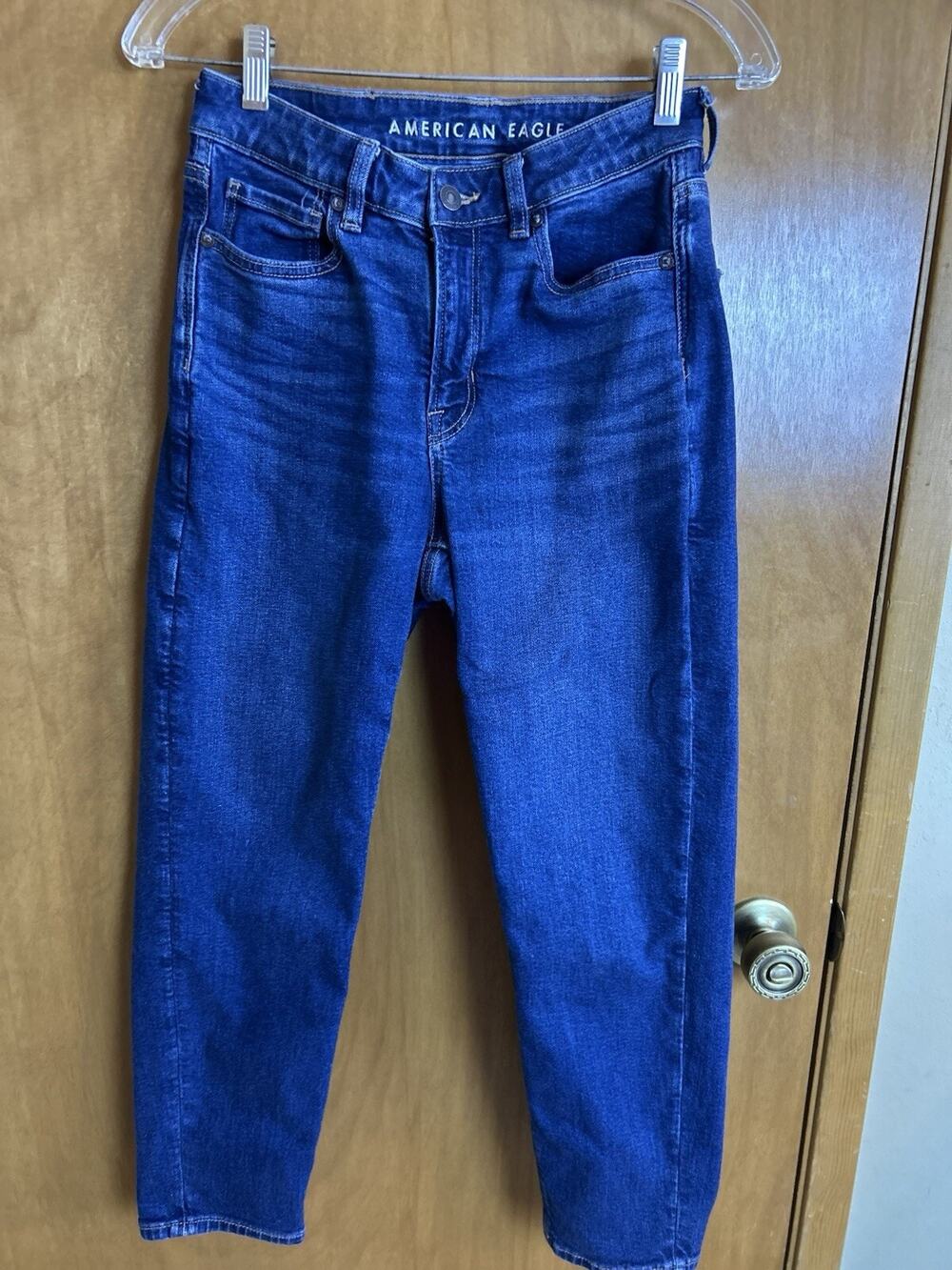 American Eagle Jeans Women's 4S Blue Mom Jean Stretch Tapered Denim Cotton Blend